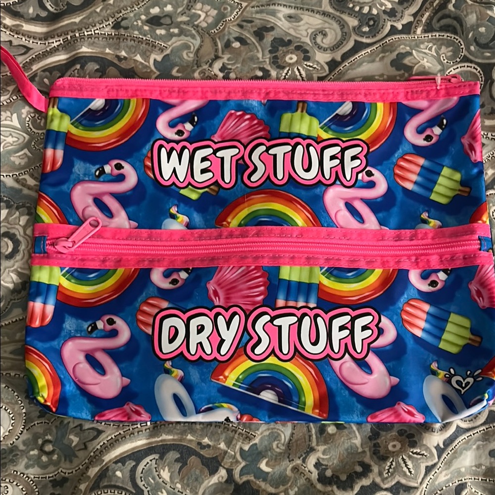 Justice Pink and Blue Wet/Dry Bags with Playful Patterns
